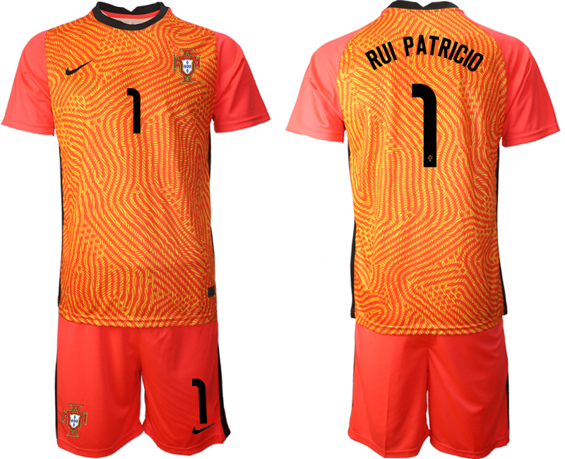 Men 2021 European Cup Portugal red goalkeeper #1 Soccer Jerseys1